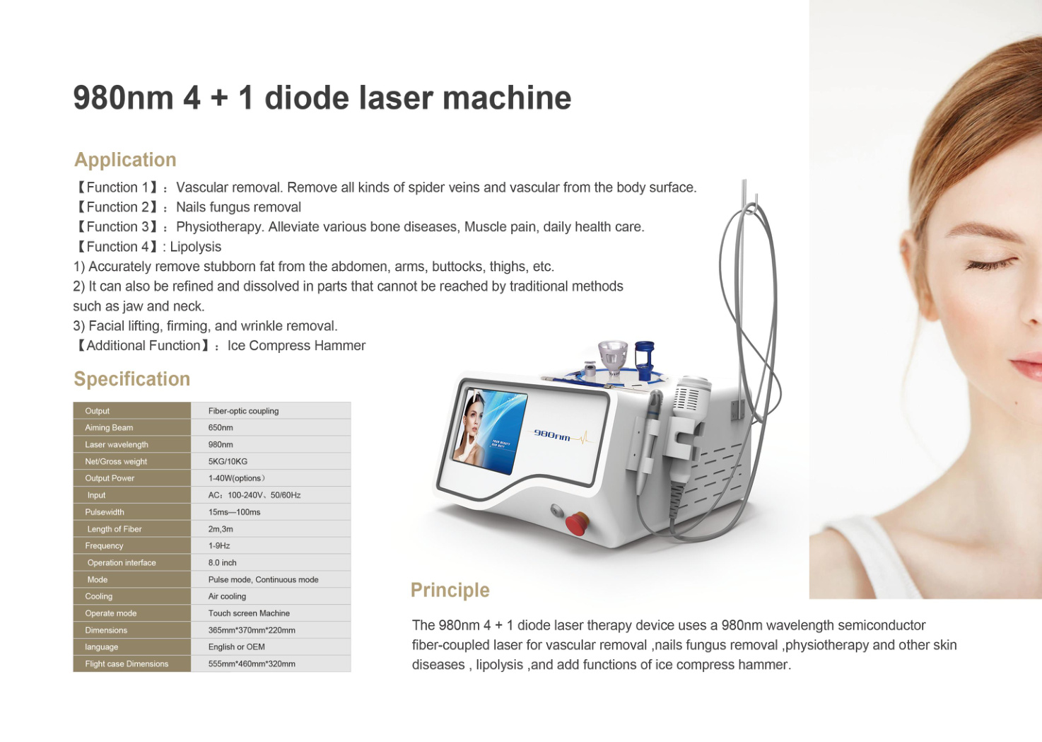 980nm 4+1 Diode Laser Therapy Machine